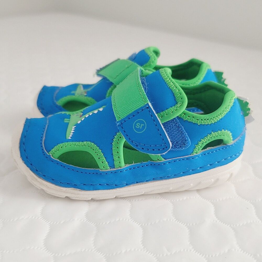 Stride Rite Splash Sandal Hook & Loop Blue/Green Alligator Toddler  Size 5W
